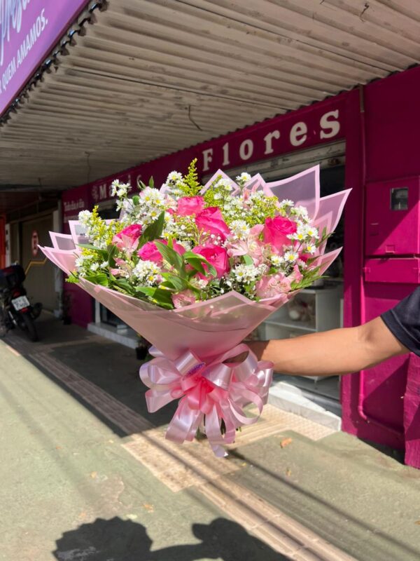 Buquê Tradicional com 06 Rosas Pink - Imagem 5