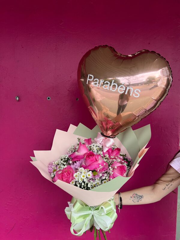 Buquê Tradicional com 06 Rosas Pink - Imagem 3