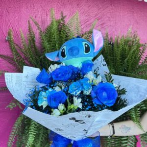 Buquê Tradicional com 06 Rosas Azuis
