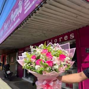 Buquê Tradicional com 06 Rosas Pink 002