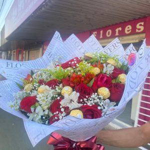 Buquê de 20 Rosas com Ferrero Rocher 001